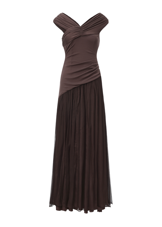 Silk Paneled Long Dress