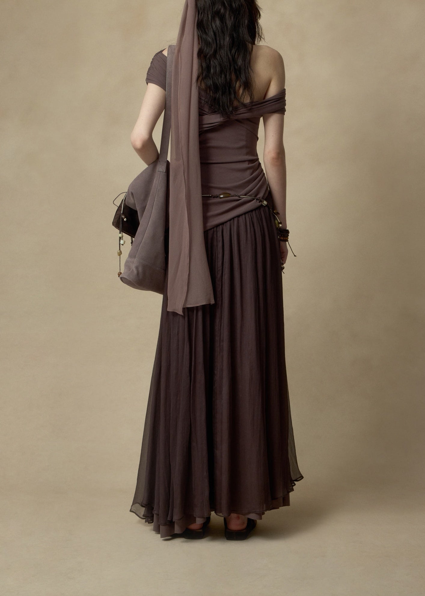 Silk Paneled Long Dress