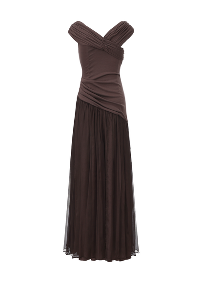 Silk Paneled Long Dress