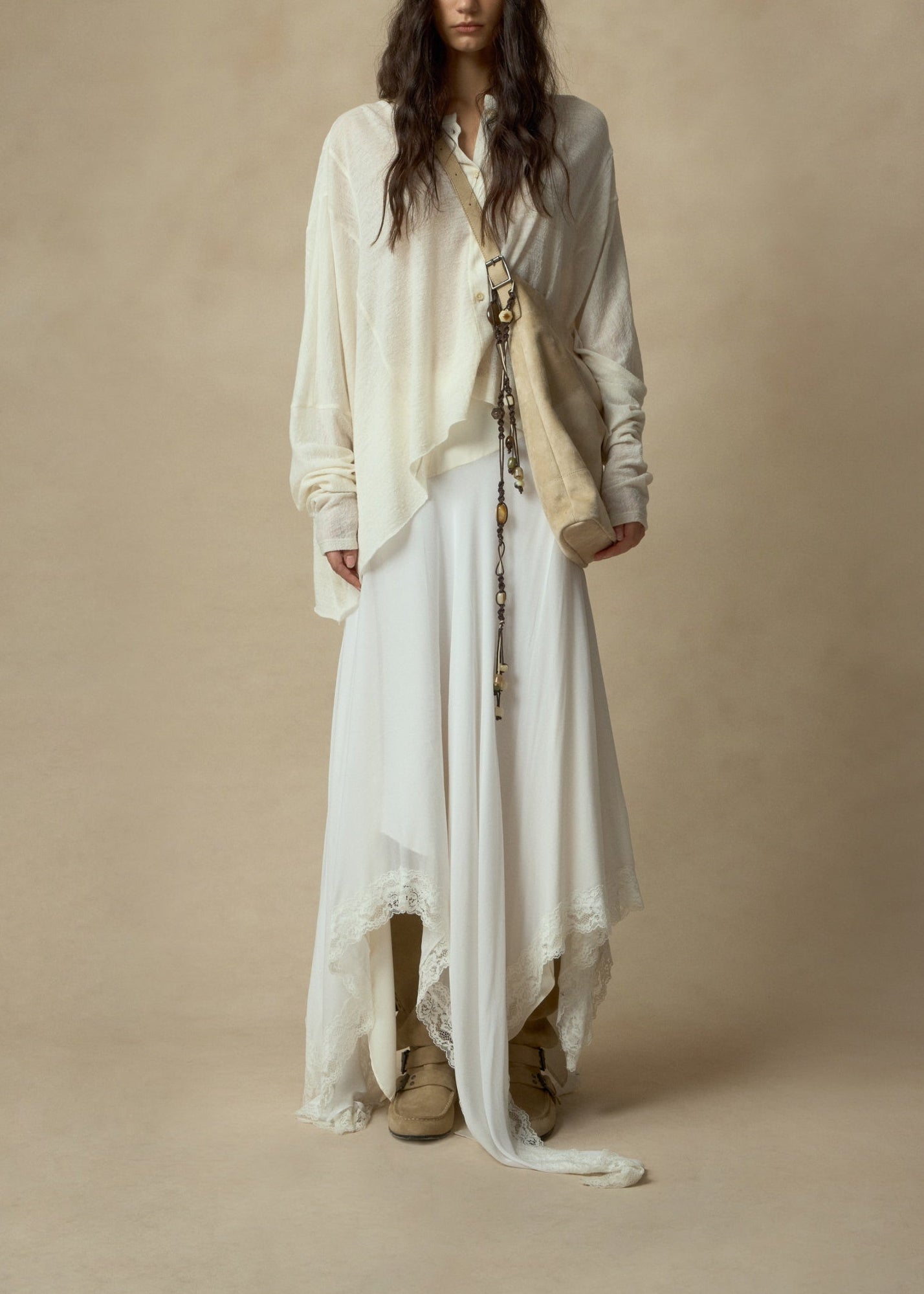 Lace Patchwork Asymmetrical Skirt