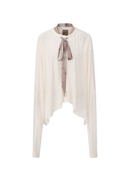 Detachable Ribbon Crew Neck Top