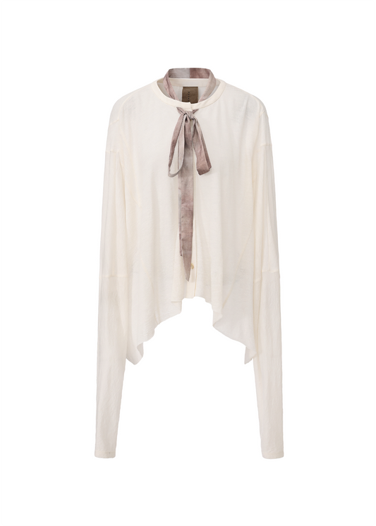 Detachable Ribbon Crew Neck Top