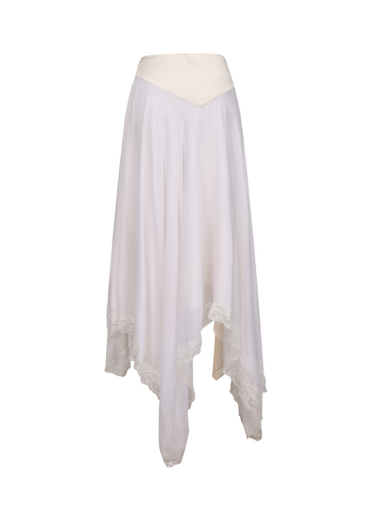 Lace Patchwork Asymmetrical Skirt