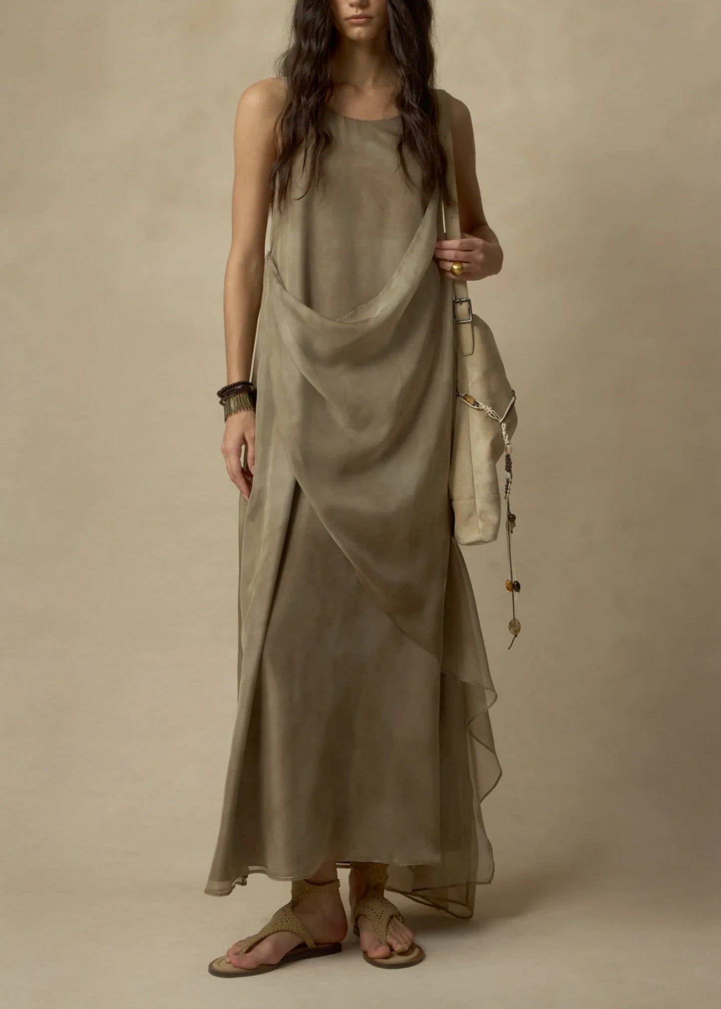 Printed Flounce Sleeveless Dress