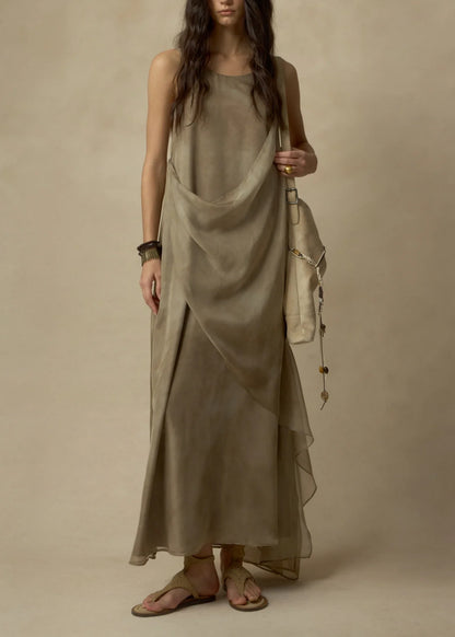 Printed Flounce Sleeveless Dress