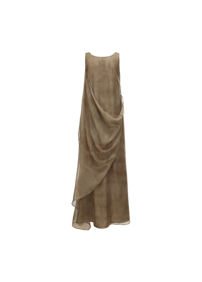 Printed Flounce Sleeveless Dress