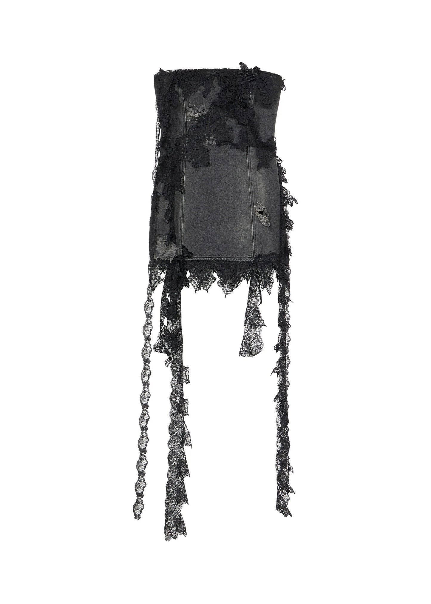 Mini Denim Dress With Lace