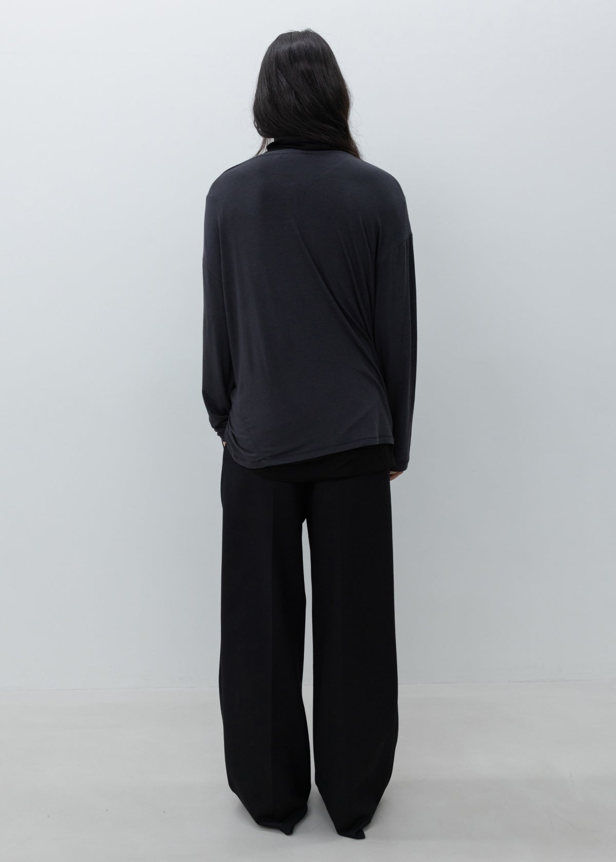 Asymmetric Henley Neck Wool T-shirt