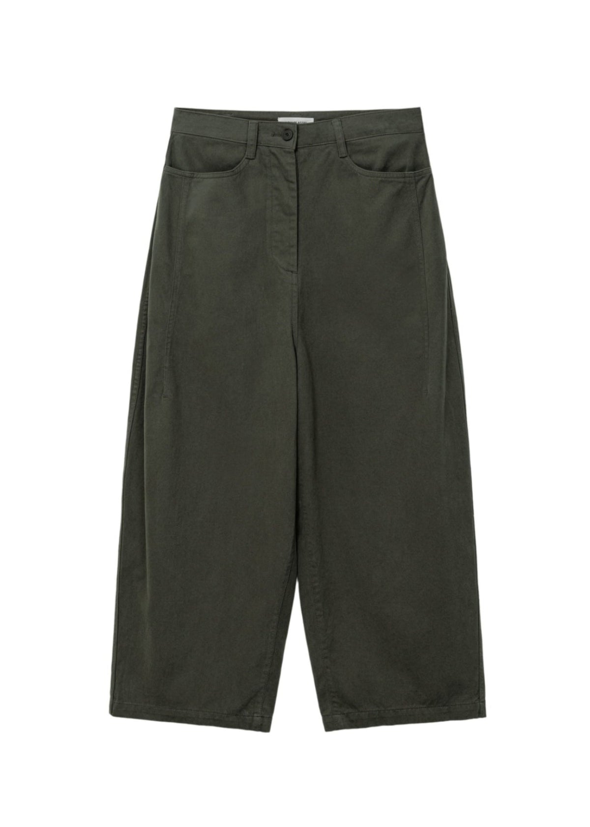 Wide-fit Curved Cotton Pants