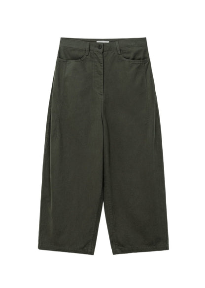 Wide-fit Curved Cotton Pants