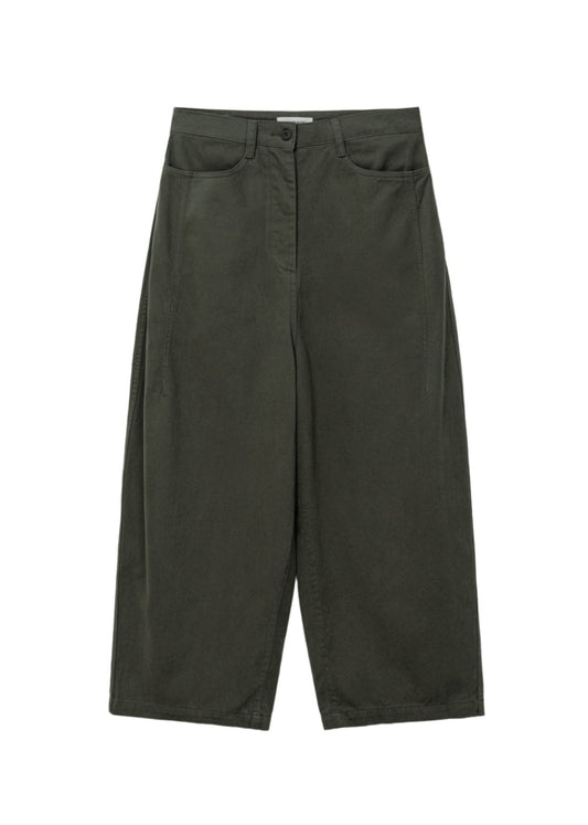 Wide-fit Curved Cotton Pants