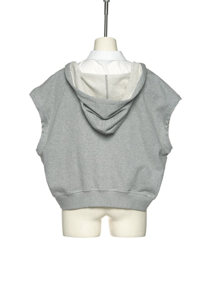 Shirt Layered Hoodie Sleevless Jumper