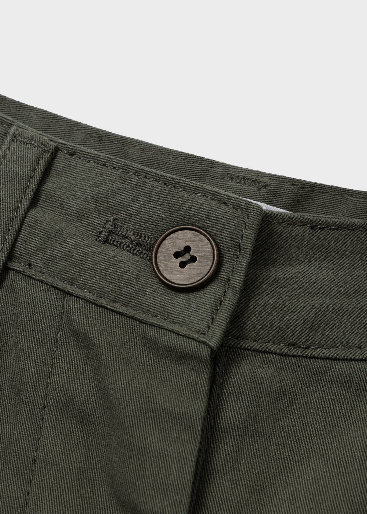 Wide-fit Curved Cotton Pants