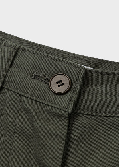 Wide-fit Curved Cotton Pants