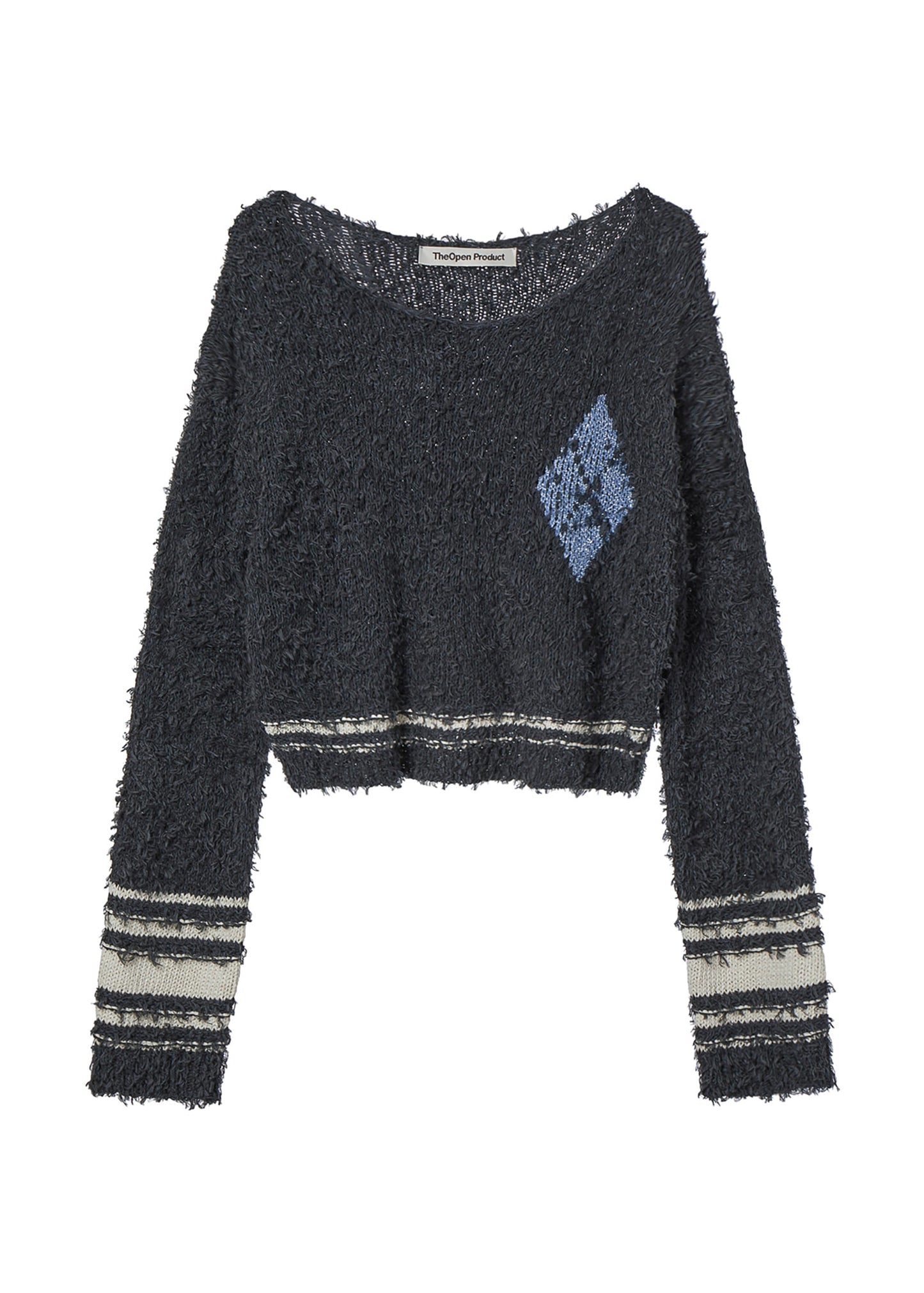 Argyle Cropped Knit Pullover