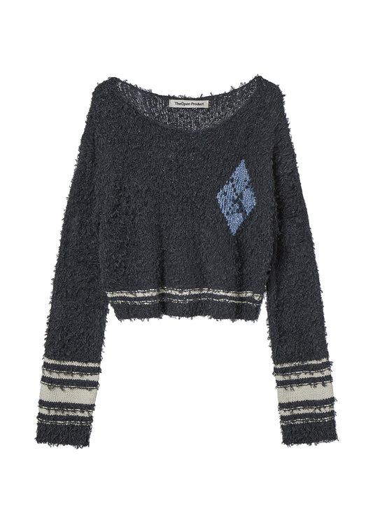 Argyle Cropped Knit Pullover