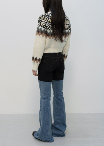 Color Block Bootcut Jeans