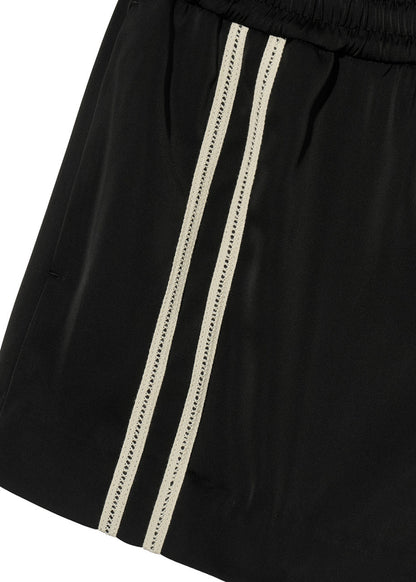 Line Satin Shorts Black