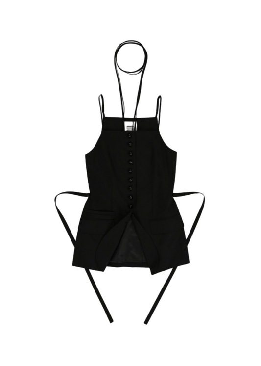 Multi Button Detailed Strap Vest Blouse