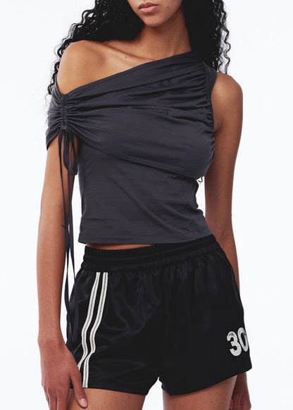 Line Satin Shorts Black