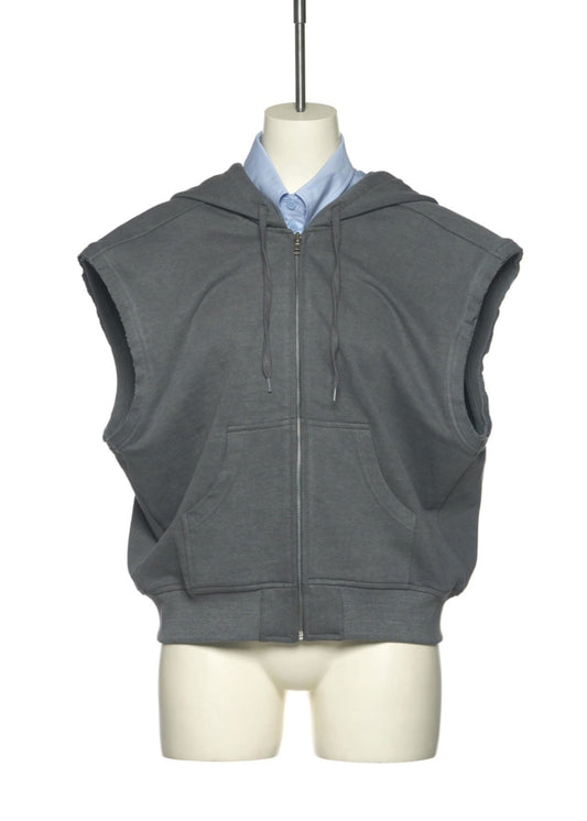 Shirt Layered Hoodie Sleevless Jumper