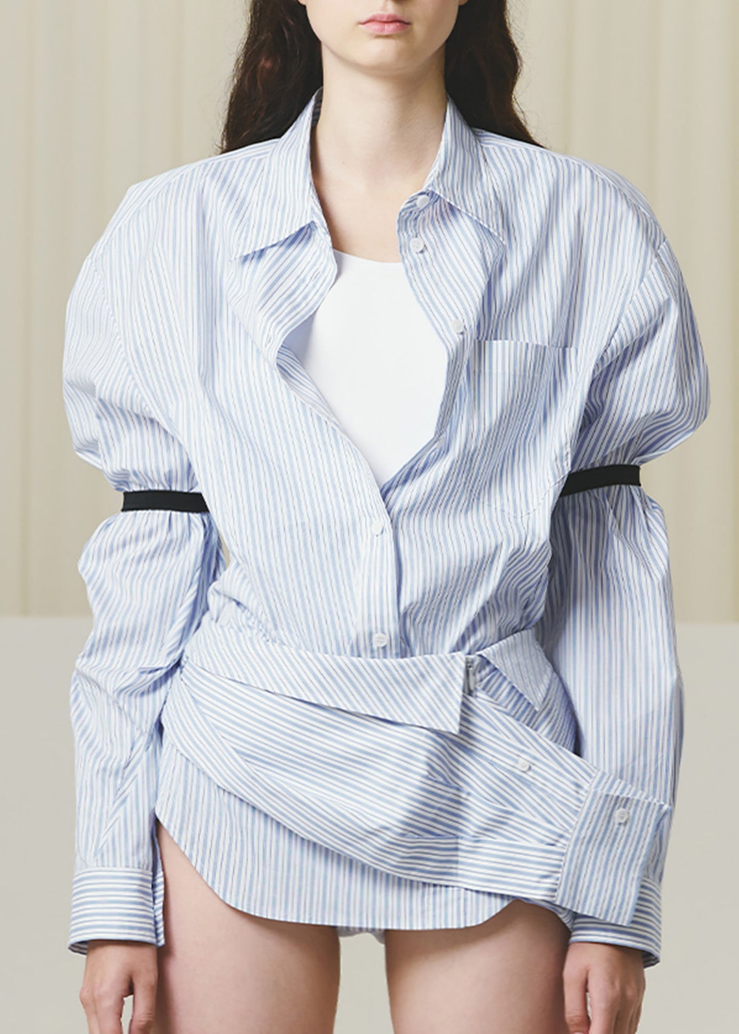 Stripe Jersey Layerd Slim Shirt
