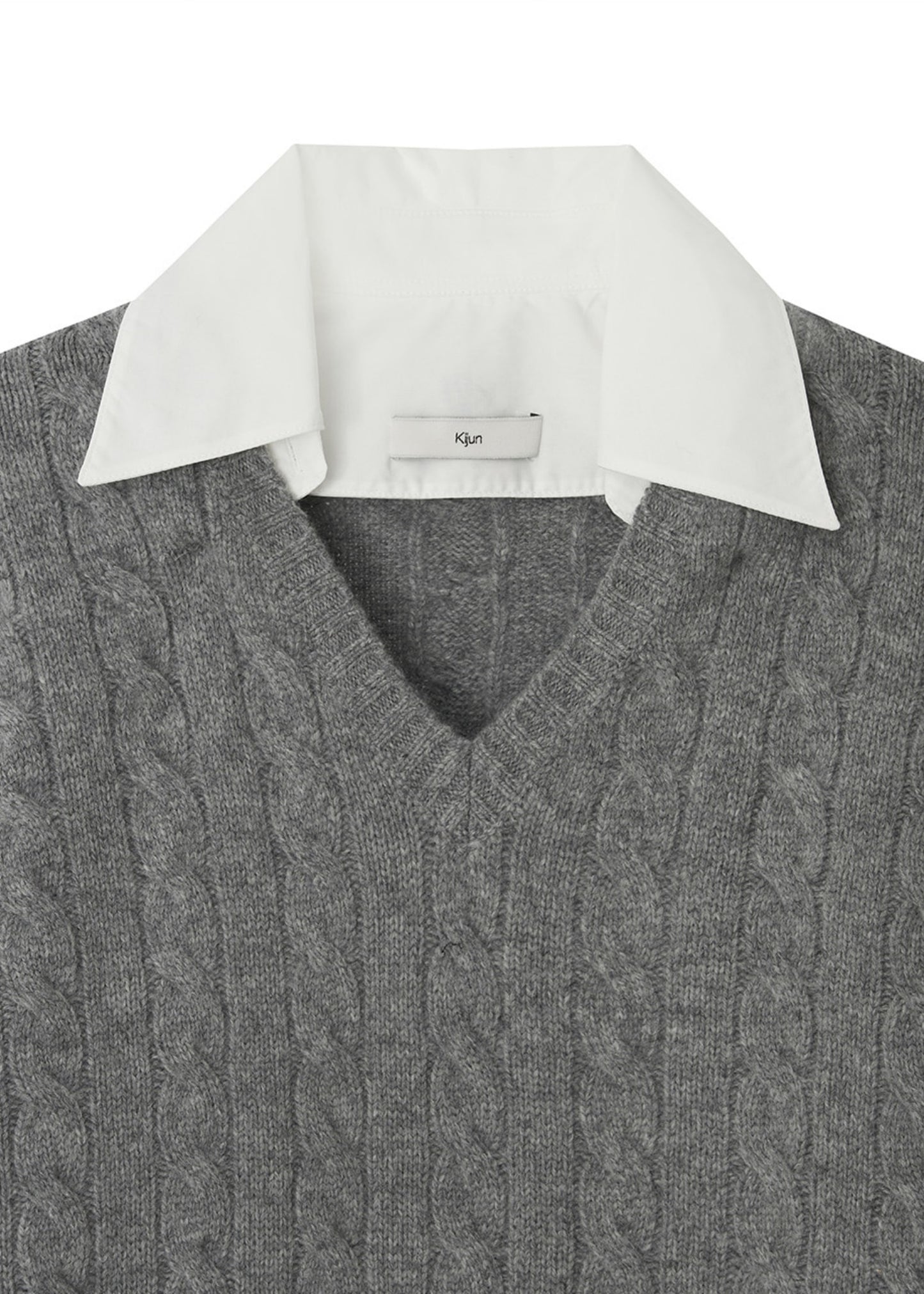 Shirt Collar V-Neck Knit