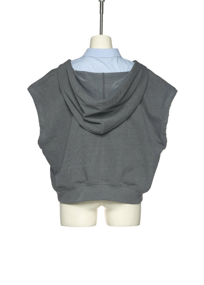 Shirt Layered Hoodie Sleevless Jumper