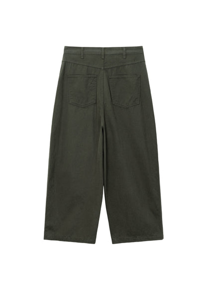 Wide-fit Curved Cotton Pants