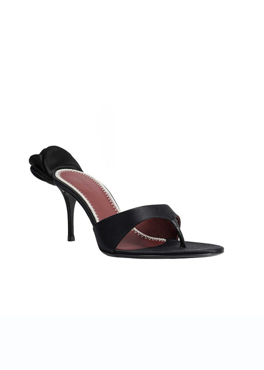 Satin Thong Sandals With Flower