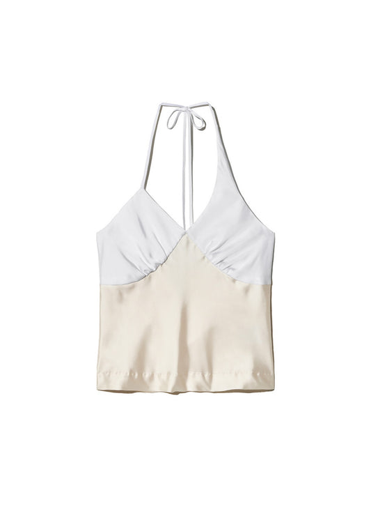 Satin Shirring Halter Top