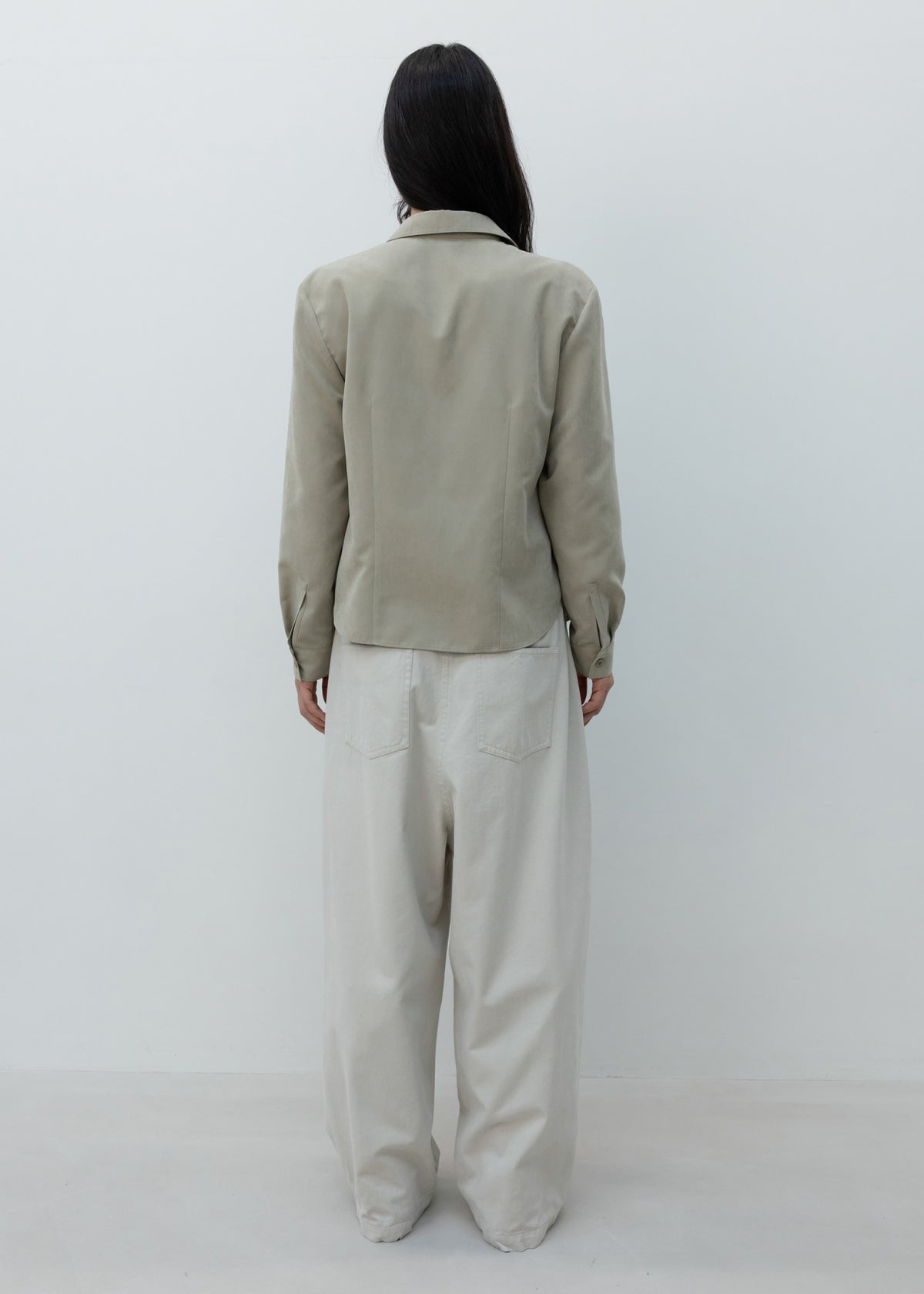 Wide-fit Curved Cotton Pants