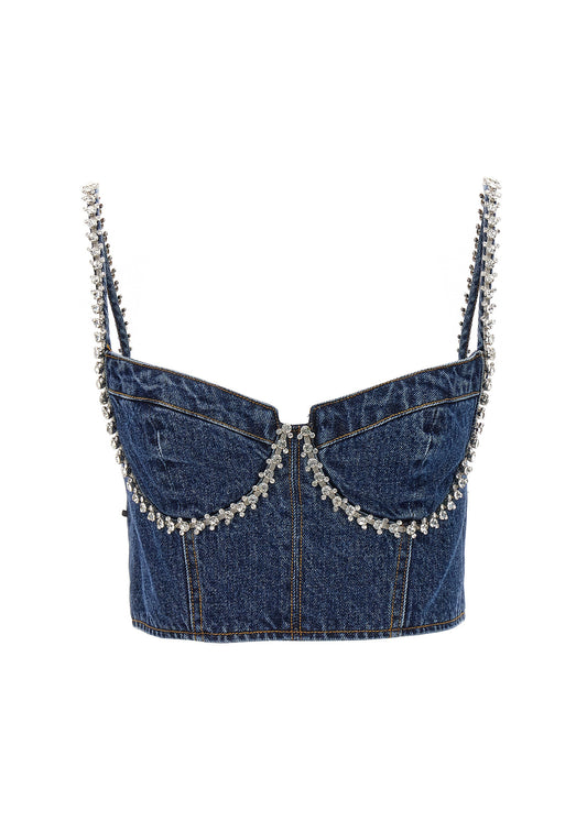 Diamante Denim Top
