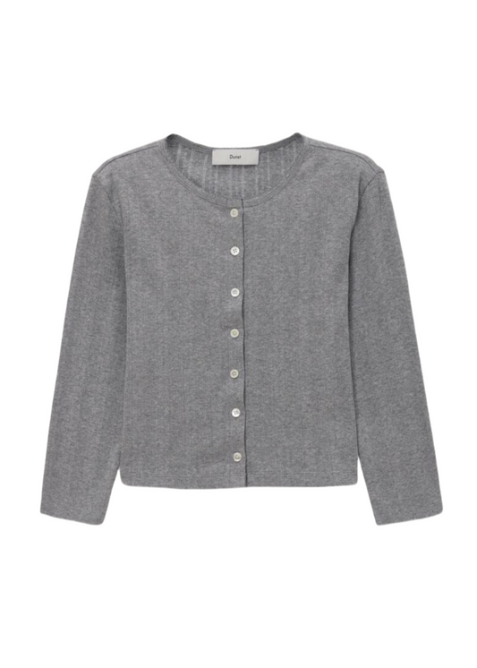 Pointelle Crewneck Cardigan