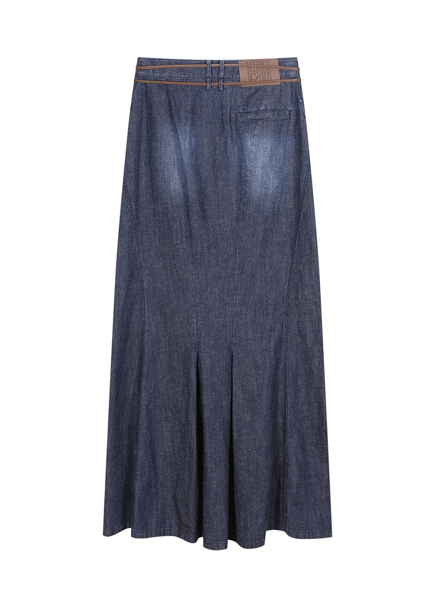 Drape Maxi Denim Skirt