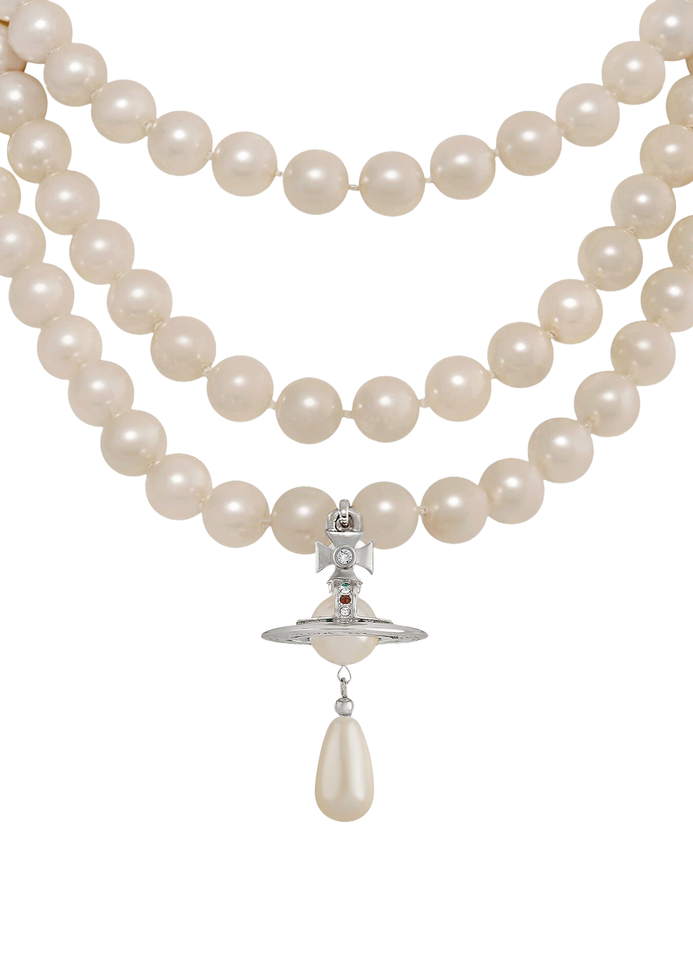 Three Row Pearl Drop Choker