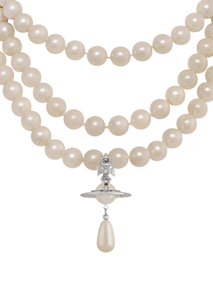 Three Row Pearl Drop Choker