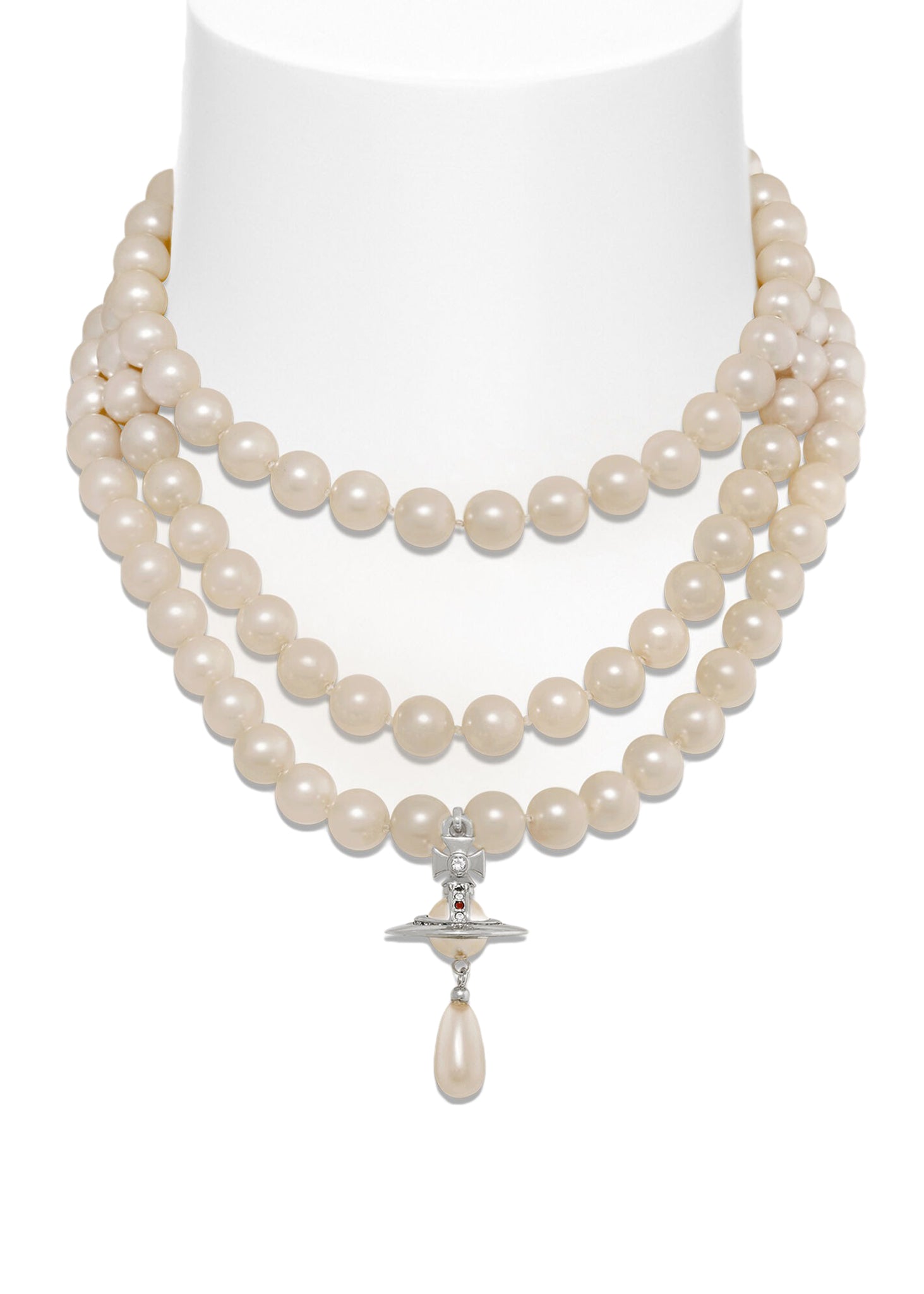 Three Row Pearl Drop Choker