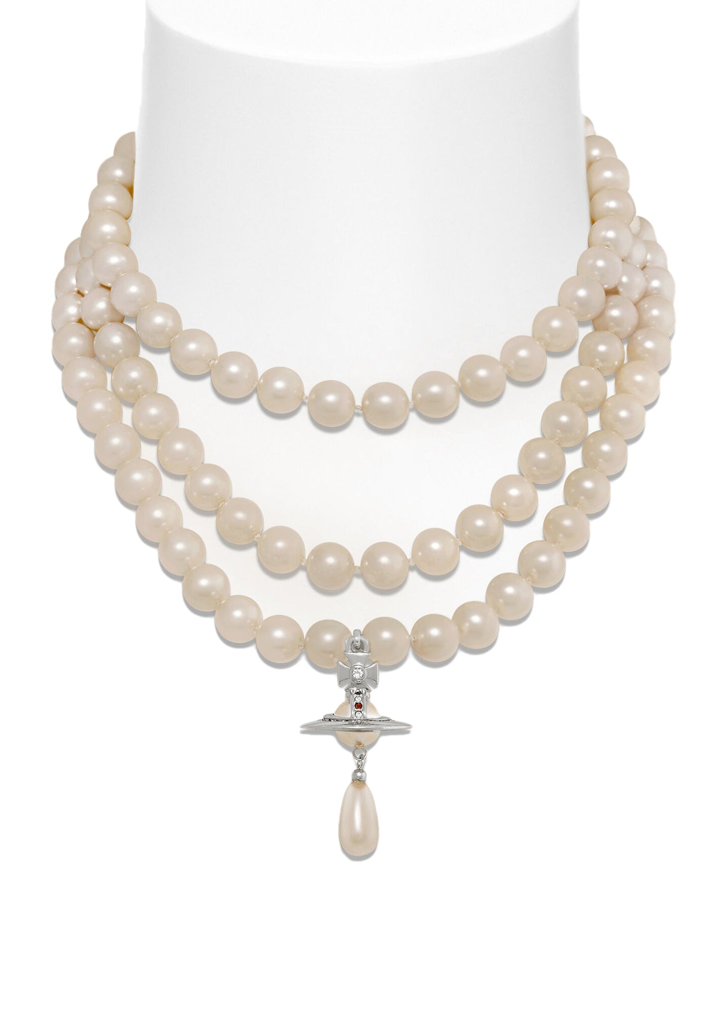 Three Row Pearl Drop Choker