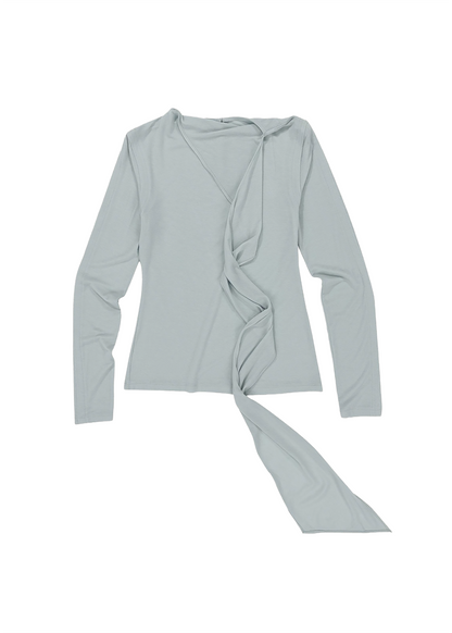 Scarf Neck Button Back T-Shirt