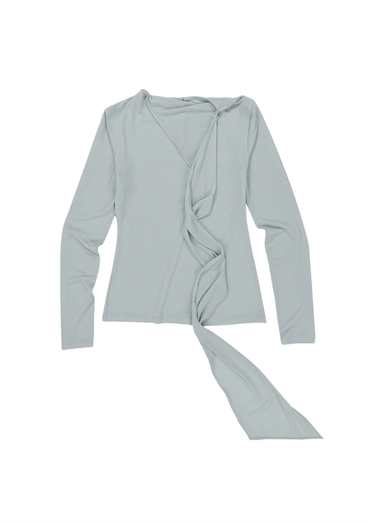 Scarf Neck Button Back T-Shirt