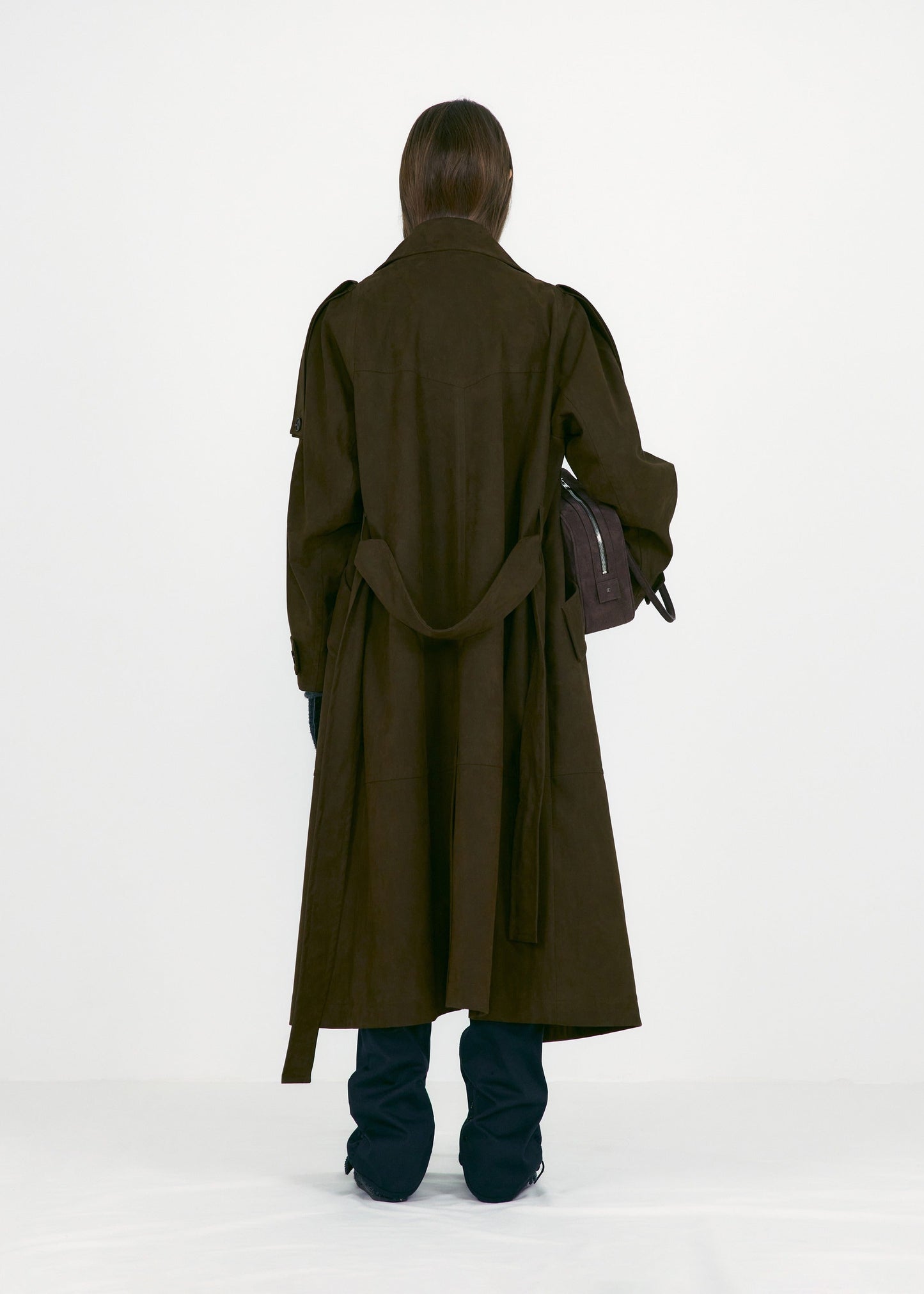 Suede Belted Trench Coat