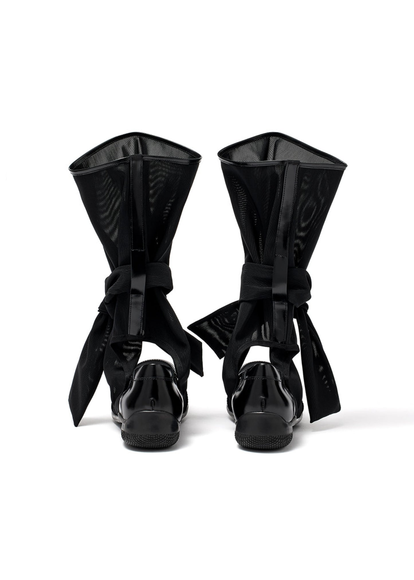 Mesh Ribbon Cut-out Boots