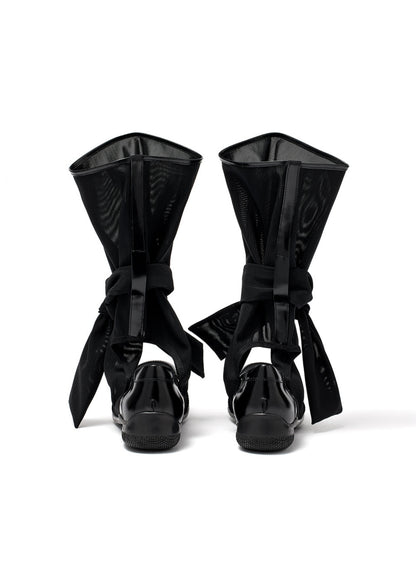 Mesh Ribbon Cut-out Boots