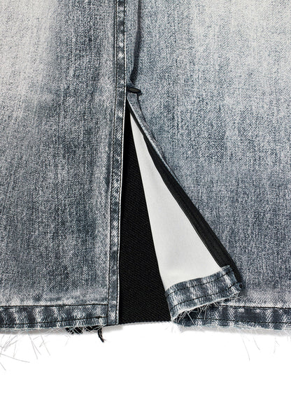 Front Jean Effect Jersey Skirt