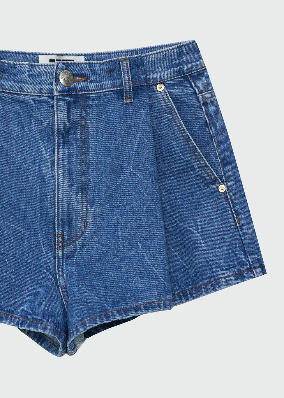 Folded Front Denim Shorts