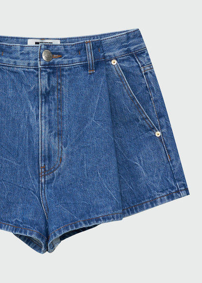 Folded Front Denim Shorts