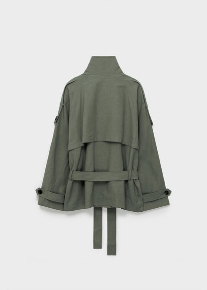 Low-Waisted Washed Cotton Half Jacket