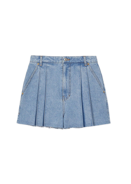 YECA Pleated Denim Shorts