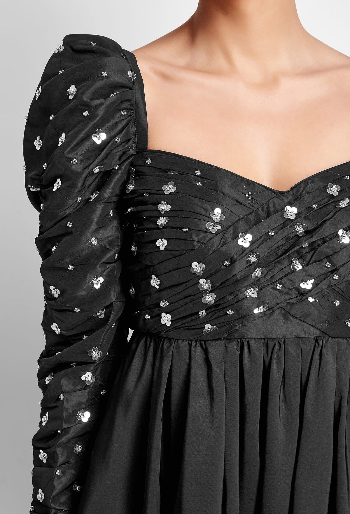 Cluster Sequin Taffeta Mini Dress